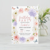 Pastel Paarse Roze Vlinder Verjaardag Kaart (Staand voorkant)