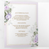 Pastel Paarse salie groene bloem alles in één brui Drieluik Uitnodiging (Binnenzijde eerst)