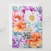 Pastel Paarse, Sinaasappel en Mint Bloemenbruiloft Kaart (Achterkant)