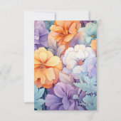 Pastel Paarse, Sinaasappel en Mint Bloemenbruiloft RSVP Kaartje (Achterkant)