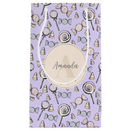 Pastel Paarse Snoep Thema Monogram en Naam Klein Cadeauzakje