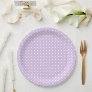 Pastel Paarse Stippen Baby Shower Papieren Bordje