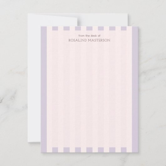 Pastel Paarse strepen Elegant Monogram Notitiekaartje (Voorkant)