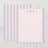 Pastel Paarse strepen Elegant Monogram Notitiekaartje (Voorkant / Achterkant)