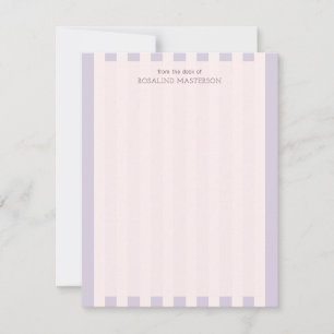 Pastel Paarse strepen Elegant Monogram Notitiekaartje