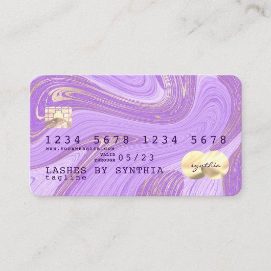 pastel paarse violette lavendel marmer Credit Kaar Visitekaartje (Voorkant)