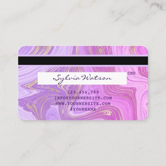 pastel paarse violette marmer Credit Kaart Lashes Visitekaartje (Achterkant)