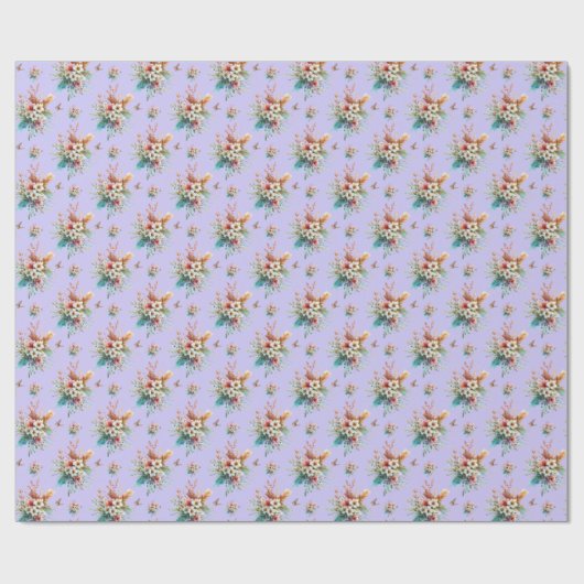 Pastel Paarse Waterverf Bloemen Cross Easter Cadeaupapier (Vlak)