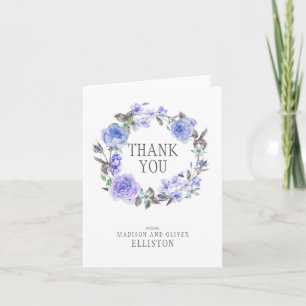Pastel Paarse Waterverf Bloemen   Dank u Bedankkaart