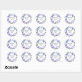 Pastel Paarse Waterverf Bloemen | Dank u Ronde Sticker (Vel)