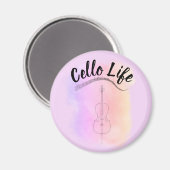 Pastel Paarse Waterverf Cello Life Instrument Magneet (Voorkant / Achterkant)