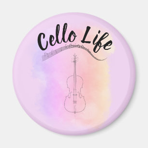 Pastel Paarse Waterverf Cello Life Instrument Magneet