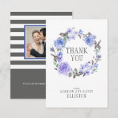 Pastel Paarse Waterverf Floral | Dank u wel Bedankkaart (Voorkant / Achterkant)