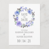 Pastel Paarse Waterverf Floral | Datum opslaan Briefkaart (Voorkant)