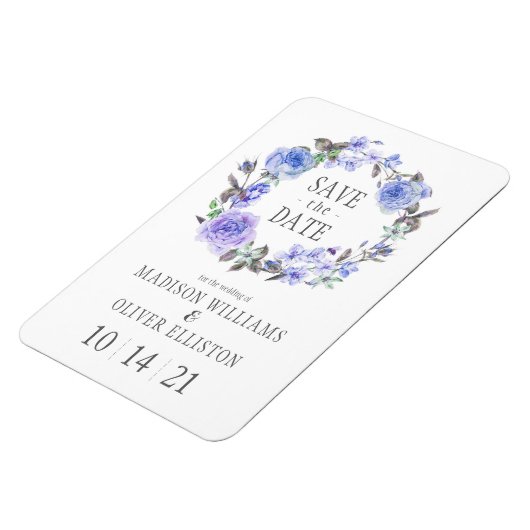 Pastel Paarse Waterverf Floral | Datum opslaan Magneet (Linkerzijde)