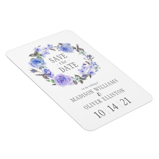 Pastel Paarse Waterverf Floral | Datum opslaan Magneet (Rechterzijde)