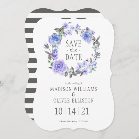 Pastel Paarse Waterverf Floral | Datum opslaan Save The Date (Voorkant / Achterkant)