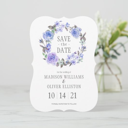 Pastel Paarse Waterverf Floral | Datum opslaan Save The Date (Staand voorkant)