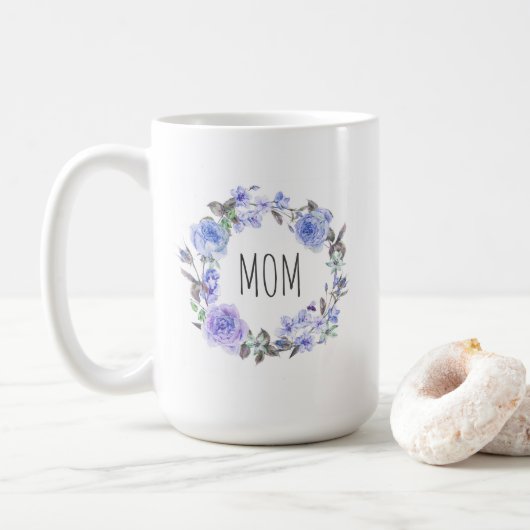 Pastel Paarse Waterverf Floral | Moederdag Koffiemok (Met donut)