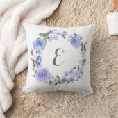 Pastel Paarse Waterverf Floral | Monogram Kussen (Deken)