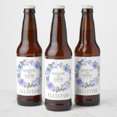 Pastel Paarse Waterverf Floral | Weddenschap Bier Etiket (Flessen)