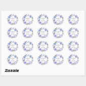 Pastel Paarse Waterverf Floral | Weddenschap Ronde Sticker (Vel)