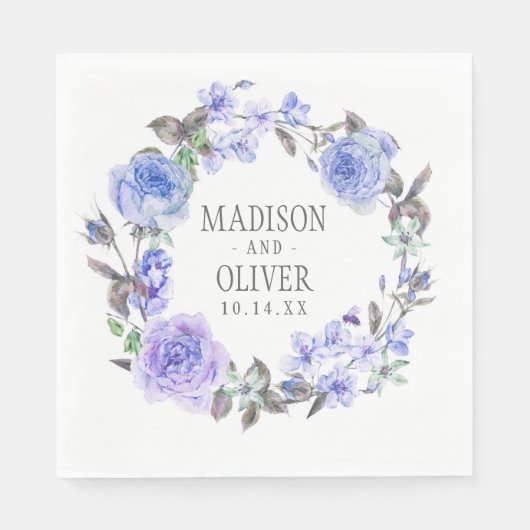 Pastel Paarse Waterverf Floral | Weddenschap Servet (Voorkant)