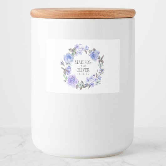 Pastel Paarse Waterverf Floral | Weddenschap Voedselcontainer Etiket (Voorkant)
