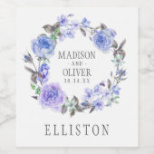 Pastel Paarse Waterverf Floral | Weddenschap Wijn Etiket (Enkel label)