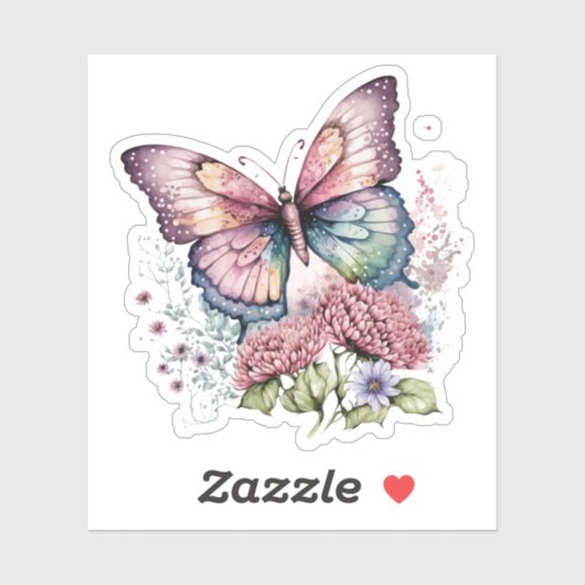 Pastel Paarse Whimsical Butterfly Sticker (Vel)