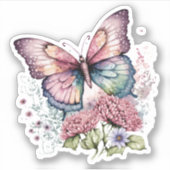 Pastel Paarse Whimsical Butterfly Sticker (Voorkant)