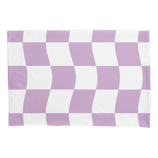 Pastel Paarse Wit Eenvoudige Checker Kussensloop (Voorkant-Links)