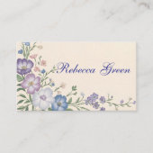 Pastel Paarse, Witte & Blauwe Botanische bloemenpr Visitekaartje (Voorkant)