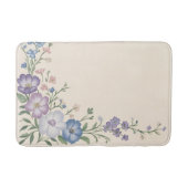 Pastel Paarse, Witte & Blauwe Botanische Bloemprin Badmat (Voorkant)