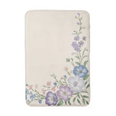 Pastel Paarse, Witte & Blauwe Botanische Bloemprin Badmat (Voorkant Verticaal)