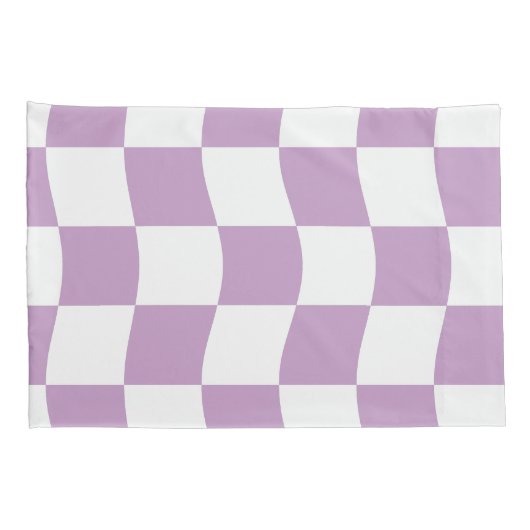 Pastel Paarse Witte Wavy Checker Naam Kussensloop (Achterkant-Rechts)