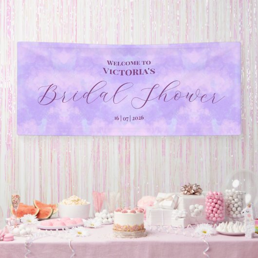 Pastel Paarse Wolken Lila Vrijgezellenfeest Spandoek (Feest)