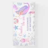 Pastel Paarse zeemeermin Oneder Het Zee Meisje 1e Spandoek (Verticaal)