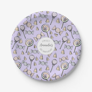 Pastel Paarse Zoete Kleine Eentjes Borden Papieren Bordje