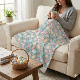 Pastel Paasbloemen Decoratie Fleece Deken