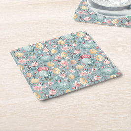 Pastel Paasbloemen Decoratie Kartonnen Onderzetters
