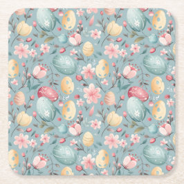 Pastel Paasbloemen Decoratie Kartonnen Onderzetters