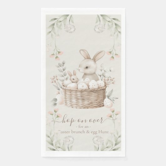 Pastel Paasbrunch & Egg Hunt Bunny Basket Eieren Servet (Voorkant)
