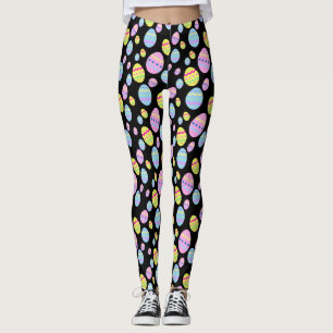 Pastel Paasei Pattern op Zwart Leggings