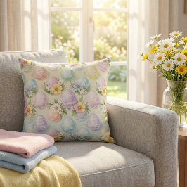 Pastel Paaseieren & Bloemen - Whimsical Lente Kussen