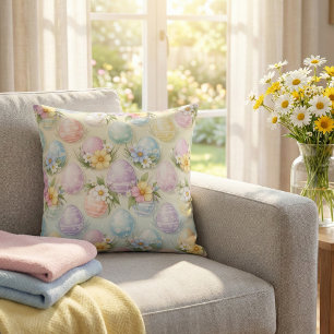 Pastel Paaseieren & Bloemen - Whimsical Lente Kussen