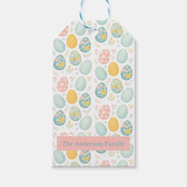 Pastel Paaseieren Bloempatroon - Schattig Lente Cadeaulabel