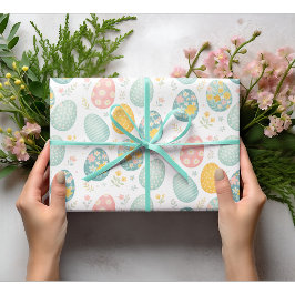 Pastel Paaseieren Bloempatroon - Schattig Voorjaar Cadeaupapier