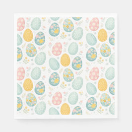Pastel Paaseieren Bloempatroon - Schattig Voorjaar Servet
