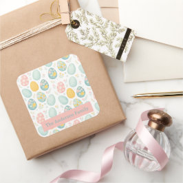 Pastel Paaseieren Bloempatroon - Schattig Voorjaar Vierkante Sticker